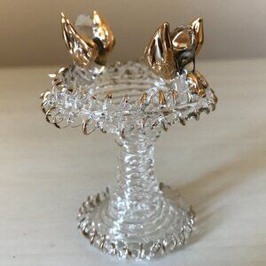 🐦Vintage Hand Blown Glass Bird Bath & Birds